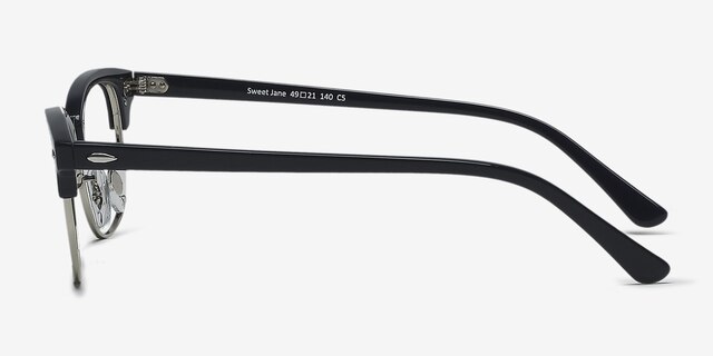 Sweet Jane Navy Silver AcetateEyeglass Frames from EyeBuyDirect, Side View