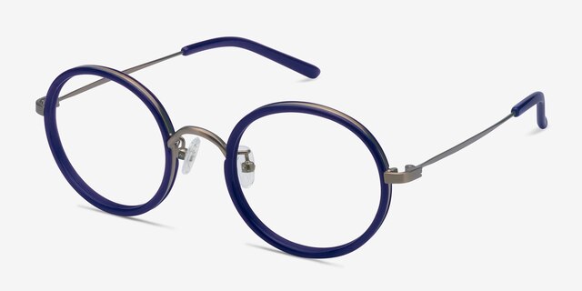 Gemini Navy AcetateEyeglass Frames from EyeBuyDirect, Angle View