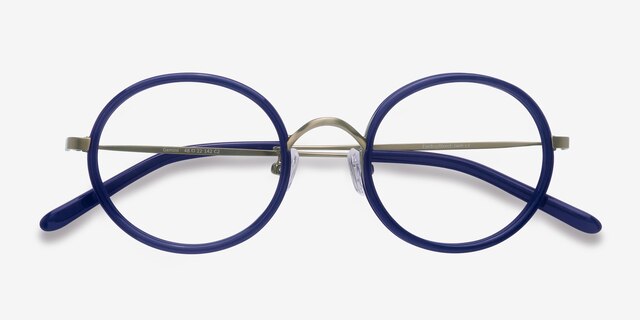 Gemini Navy AcetateEyeglass Frames from EyeBuyDirect, Closed View