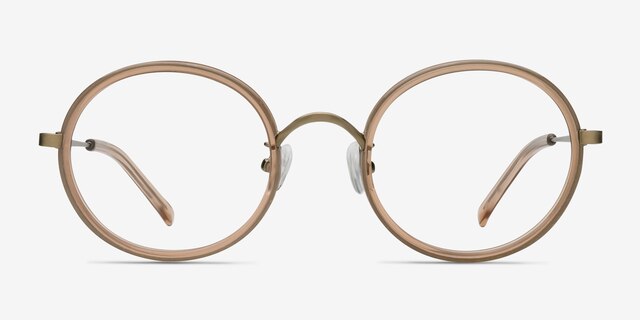 Gemini Light Brown AcétateMontures de lunettes de vue d'EyeBuyDirect, Vue de Face