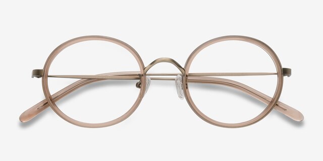 Gemini Light Brown AcétateMontures de lunettes de vue d'EyeBuyDirect, Vue Rapprochée
