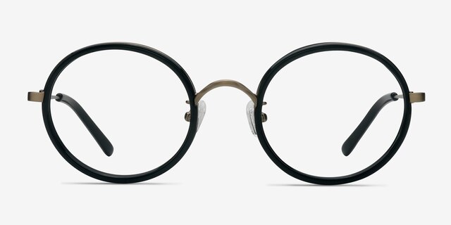 Gemini Black AcetateEyeglass Frames from EyeBuyDirect, Front View