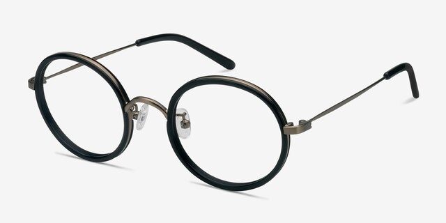 Gemini Black AcetateEyeglass Frames from EyeBuyDirect, Angle View