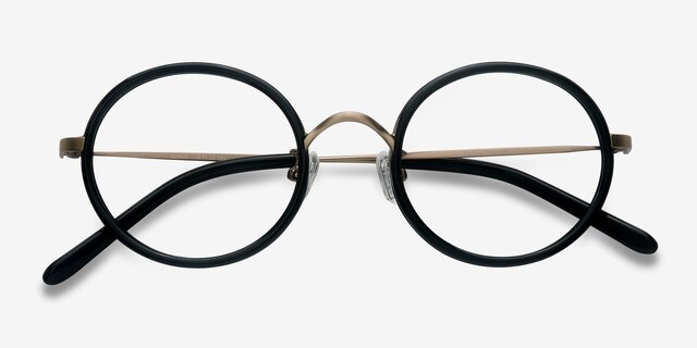 Gemini Black AcetateEyeglass Frames from EyeBuyDirect, Closed View
