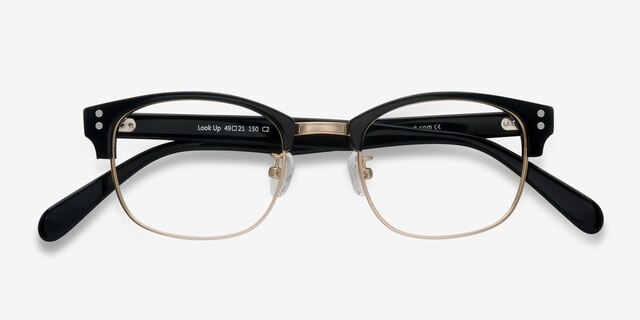 Look Up Black AcetateEyeglass Frames from EyeBuyDirect, Closed View