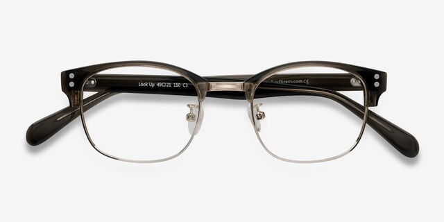 Look Up Clear Gray AcetateEyeglass Frames from EyeBuyDirect, Closed View