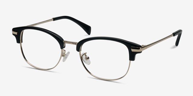Kinjin Black Acetate-metalEyeglass Frames from EyeBuyDirect, Angle View