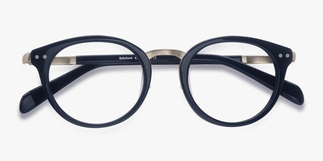 Bellefond Navy AcetateEyeglass Frames from EyeBuyDirect, Closed View