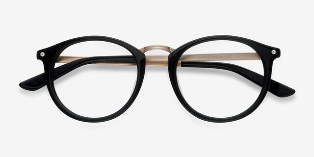 La Femme Noir AcétateMontures de lunettes de vue d'EyeBuyDirect, Vue Rapprochée