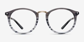 La Femme Gray Striped Acetate-metal Montures de lunettes de vue d'EyeBuyDirect, Vue de Face