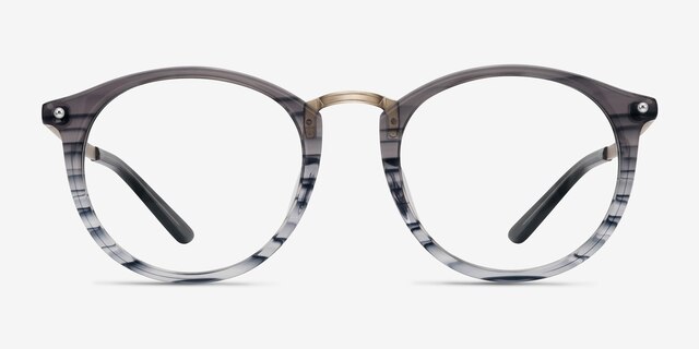 La Femme Gray Striped Acetate-metalEyeglass Frames from EyeBuyDirect, Front View