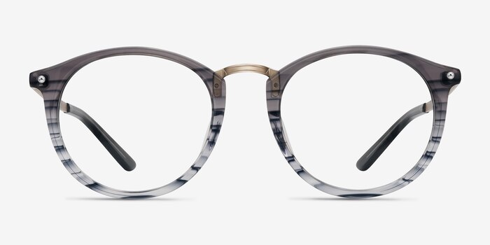 La Femme Gray Striped Acetate-metal Montures de lunettes de vue d'EyeBuyDirect