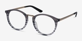 La Femme Gray Striped Acetate-metal Montures de lunettes de vue d'EyeBuyDirect, Vue d'Angle