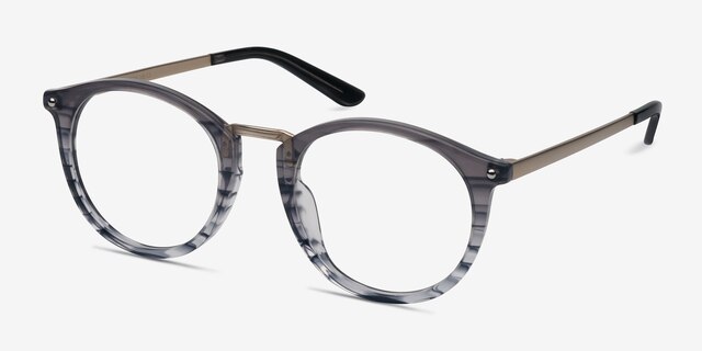 La Femme Gray Striped Acetate-metalEyeglass Frames from EyeBuyDirect, Angle View