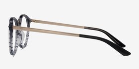La Femme Gray Striped Acetate-metal Montures de lunettes de vue d'EyeBuyDirect, Vue de Côté