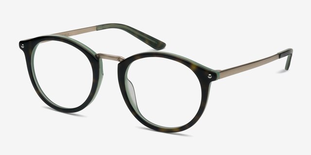 La Femme Tortoise Green AcétateMontures de lunettes de vue d'EyeBuyDirect, Vue d'Angle