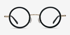 Roaring Noir Acetate-metal Montures de lunettes de vue d'EyeBuyDirect, Vue de Face