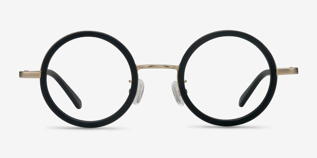 Roaring Noir Acetate-metalMontures de lunettes de vue d'EyeBuyDirect, Vue de Face