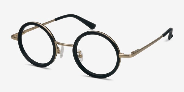 Roaring Noir Acetate-metalMontures de lunettes de vue d'EyeBuyDirect, Vue d'Angle