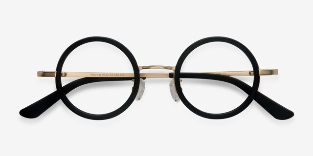 Roaring Noir Acetate-metalMontures de lunettes de vue d'EyeBuyDirect, Vue Rapprochée