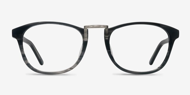 Tomorrow Gray Striped AcetateEyeglass Frames from EyeBuyDirect, Front View