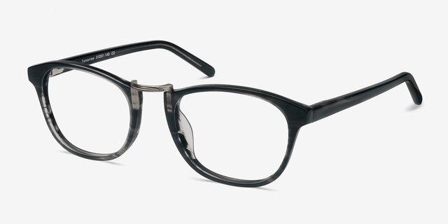 Tomorrow Gray Striped AcetateEyeglass Frames from EyeBuyDirect, Angle View