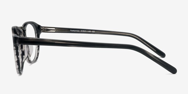 Tomorrow Gray Striped AcetateEyeglass Frames from EyeBuyDirect, Side View