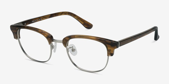 Bansai Brown Striped AcetateEyeglass Frames from EyeBuyDirect, Angle View