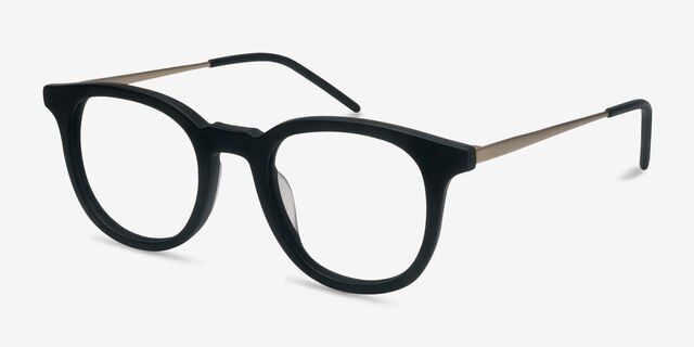 Vendome Matte Black AcetateEyeglass Frames from EyeBuyDirect, Angle View