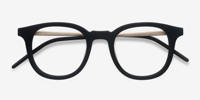 Vendome Matte Black AcetateEyeglass Frames from EyeBuyDirect, Closed View
