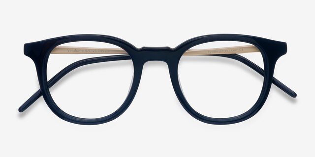 Vendome Navy AcetateEyeglass Frames from EyeBuyDirect, Closed View