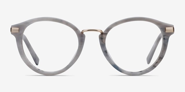 Yuke Light Gray Acetate-metalEyeglass Frames from EyeBuyDirect, Front View