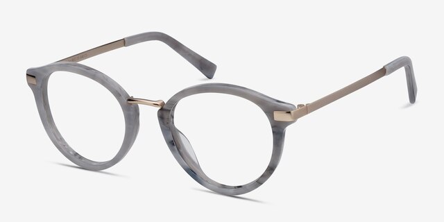 Yuke Light Gray Acetate-metalEyeglass Frames from EyeBuyDirect, Angle View
