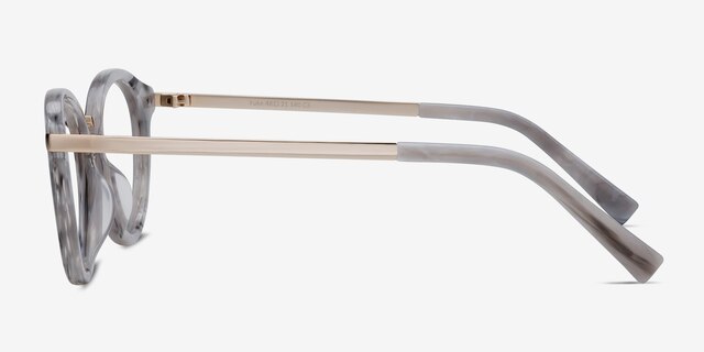 Yuke Light Gray Acetate-metalEyeglass Frames from EyeBuyDirect, Side View