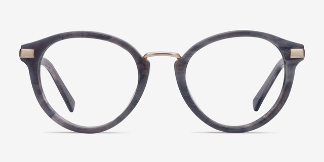 Yuke Gris foncé Acetate-metalMontures de lunettes de vue d'EyeBuyDirect, Vue de Face