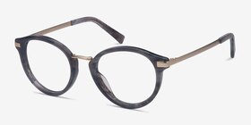 Yuke Gris foncé Acetate-metal Montures de lunettes de vue d'EyeBuyDirect, Vue d'Angle