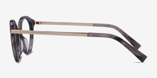 Yuke Gris foncé Acetate-metalMontures de lunettes de vue d'EyeBuyDirect, Vue de Côté