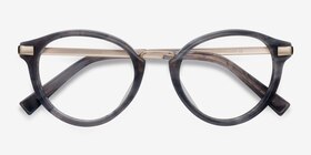 Yuke Gris foncé Acetate-metal Montures de lunettes de vue d'EyeBuyDirect, Vue Rapprochée