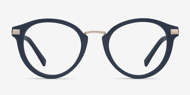 Yuke Dark Cerulean AcetateEyeglass Frames from EyeBuyDirect, Front View
