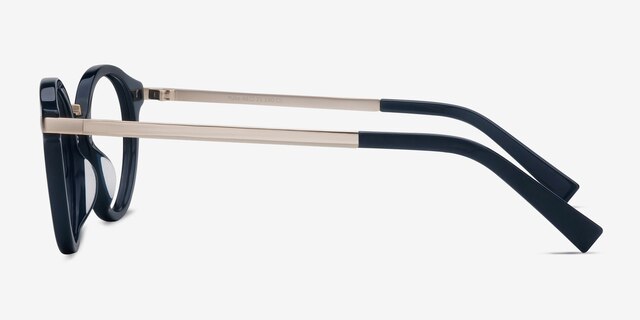Yuke Dark Cerulean AcetateEyeglass Frames from EyeBuyDirect, Side View