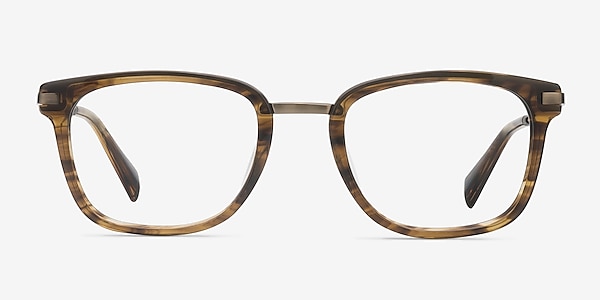 Audacity Brown Striped Acétate Montures de lunettes de vue