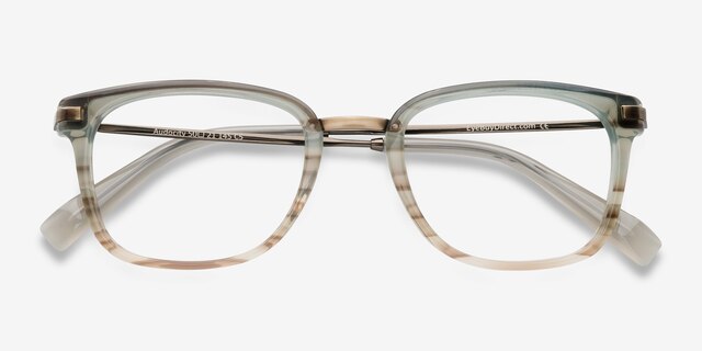 Audacity Green Brown AcetateEyeglass Frames from EyeBuyDirect, Closed View