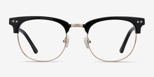 Borderline Black Acetate-metalEyeglass Frames from EyeBuyDirect, Front View