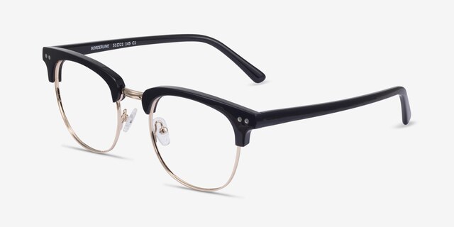 Borderline Black Acetate-metalEyeglass Frames from EyeBuyDirect, Angle View