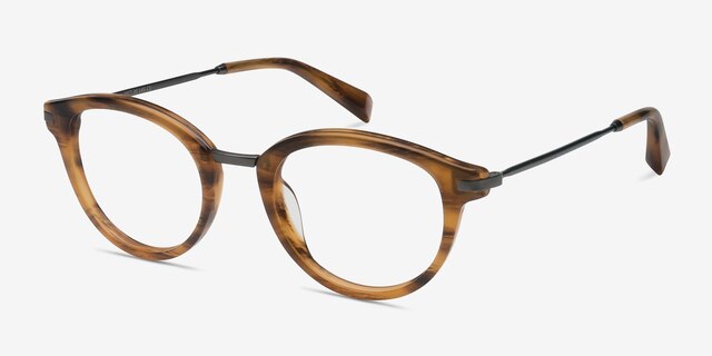 Ginger Brown Striped AcetateEyeglass Frames from EyeBuyDirect, Angle View