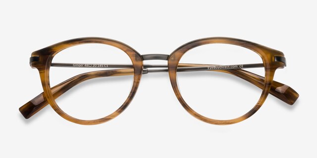 Ginger Brown Striped AcetateEyeglass Frames from EyeBuyDirect, Closed View