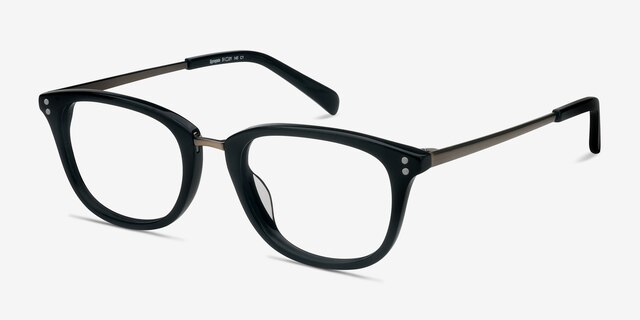Synopsis Black Acetate-metalEyeglass Frames from EyeBuyDirect, Angle View