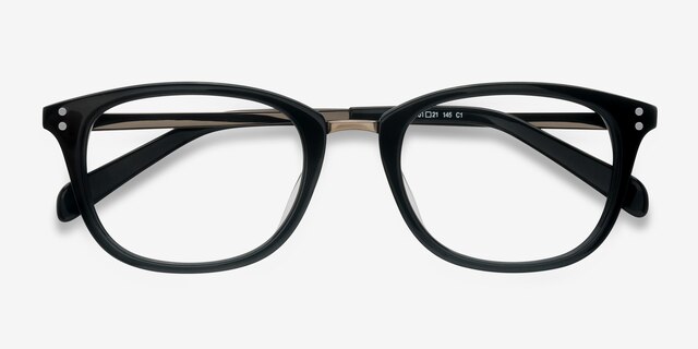 Synopsis Black Acetate-metalEyeglass Frames from EyeBuyDirect, Closed View