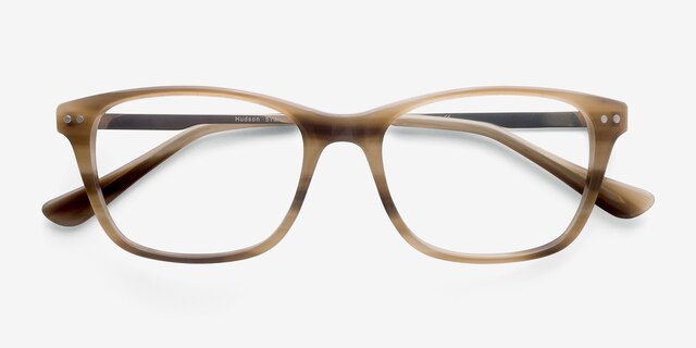 Hudson Brown Striped AcetateEyeglass Frames from EyeBuyDirect, Closed View