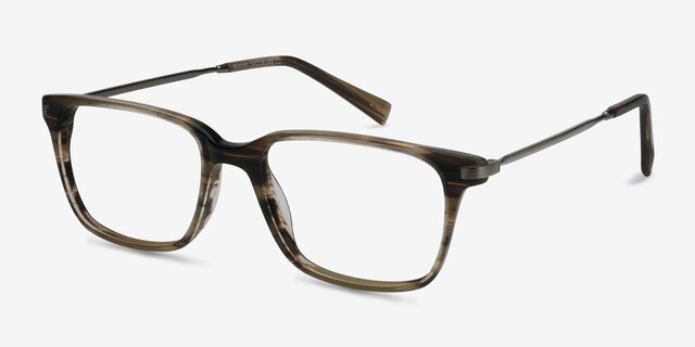Motion Brown Striped AcetateEyeglass Frames from EyeBuyDirect, Angle View
